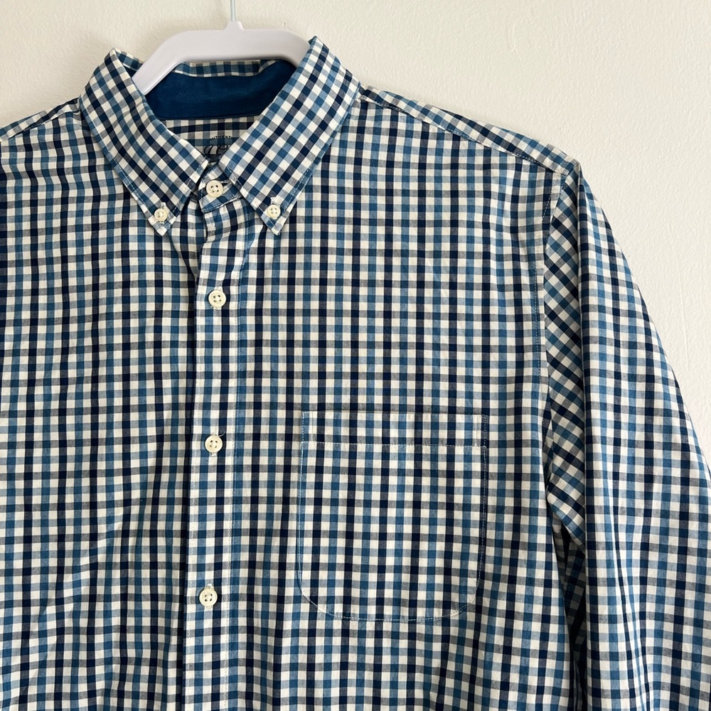 J. Crew Navy and White Plaid Button Down Shirt